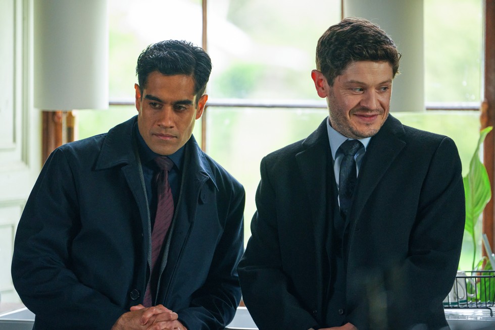 Wolf Iwan Rheon Sacha Dhawan Molina (Iwan Rheon) and Honey (Sacha Dhawan) in Wolf, looking intrigued