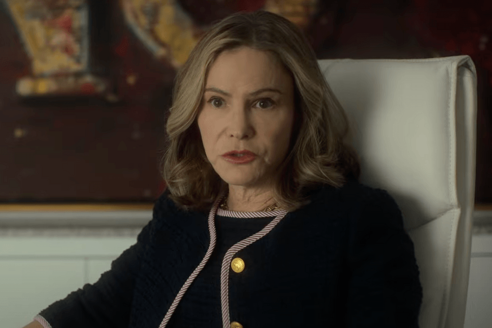 Fargo season 5 Jennifer Leigh in Fargo season 5 wearing a black suit